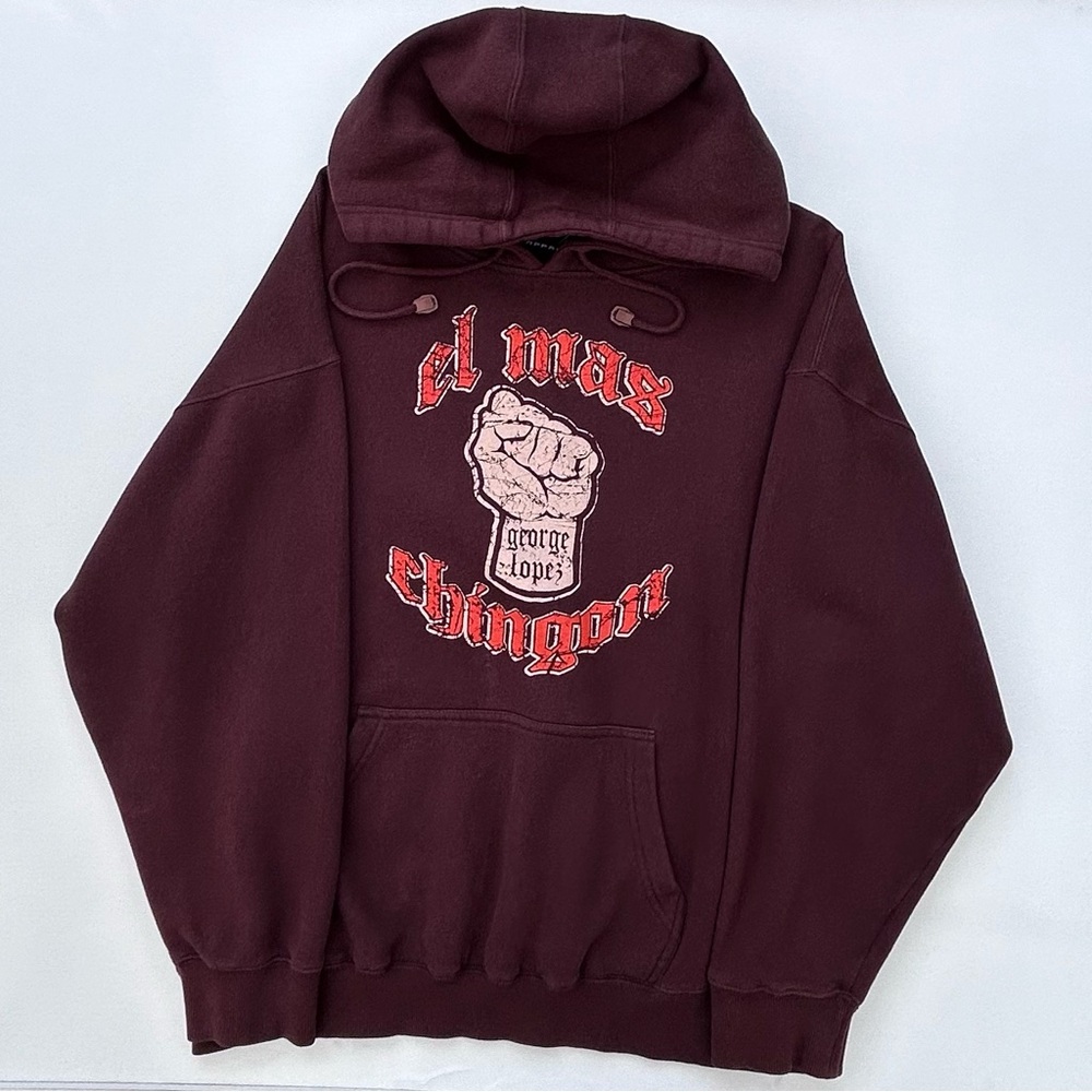 Vintage Y2K George Lopez Comdian Brown Graphic Hoodie Comedy Size Men’s XL